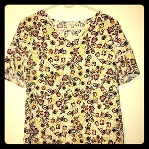 Flowery Shirt Dress Up or Casual, Floral Print